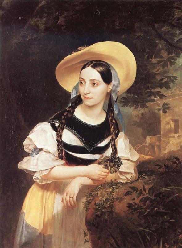 Karl Briullov Portrait of Fanni Persiani-Tachnardi as Amina in bellini-s opera la sonnabula oil painting picture